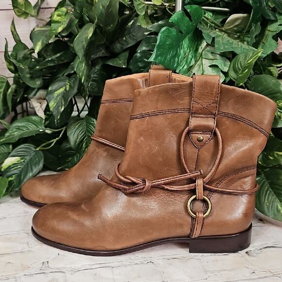 Corso Como SIDE Tie Brown Leather Ankle Boots 10 - Picture 1 of 14